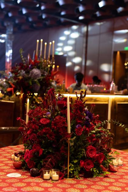 Tablescape and Floral detail — Reception decor — Alila Diwa Goa